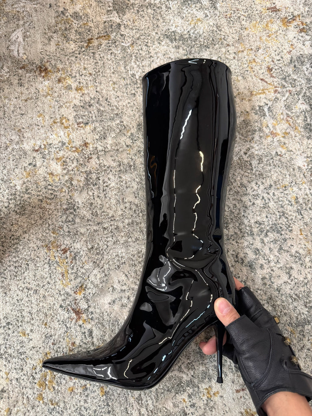 YSL 2025 Boot Black Patent Leather 571309
