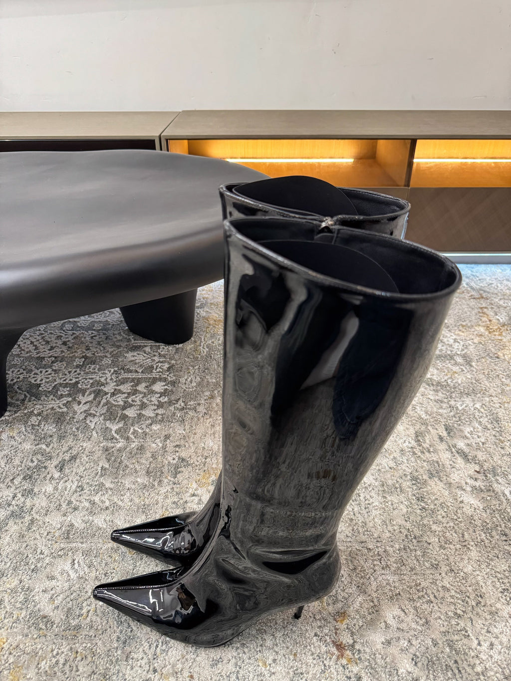 YSL 2025 Boot Black Patent Leather 571309