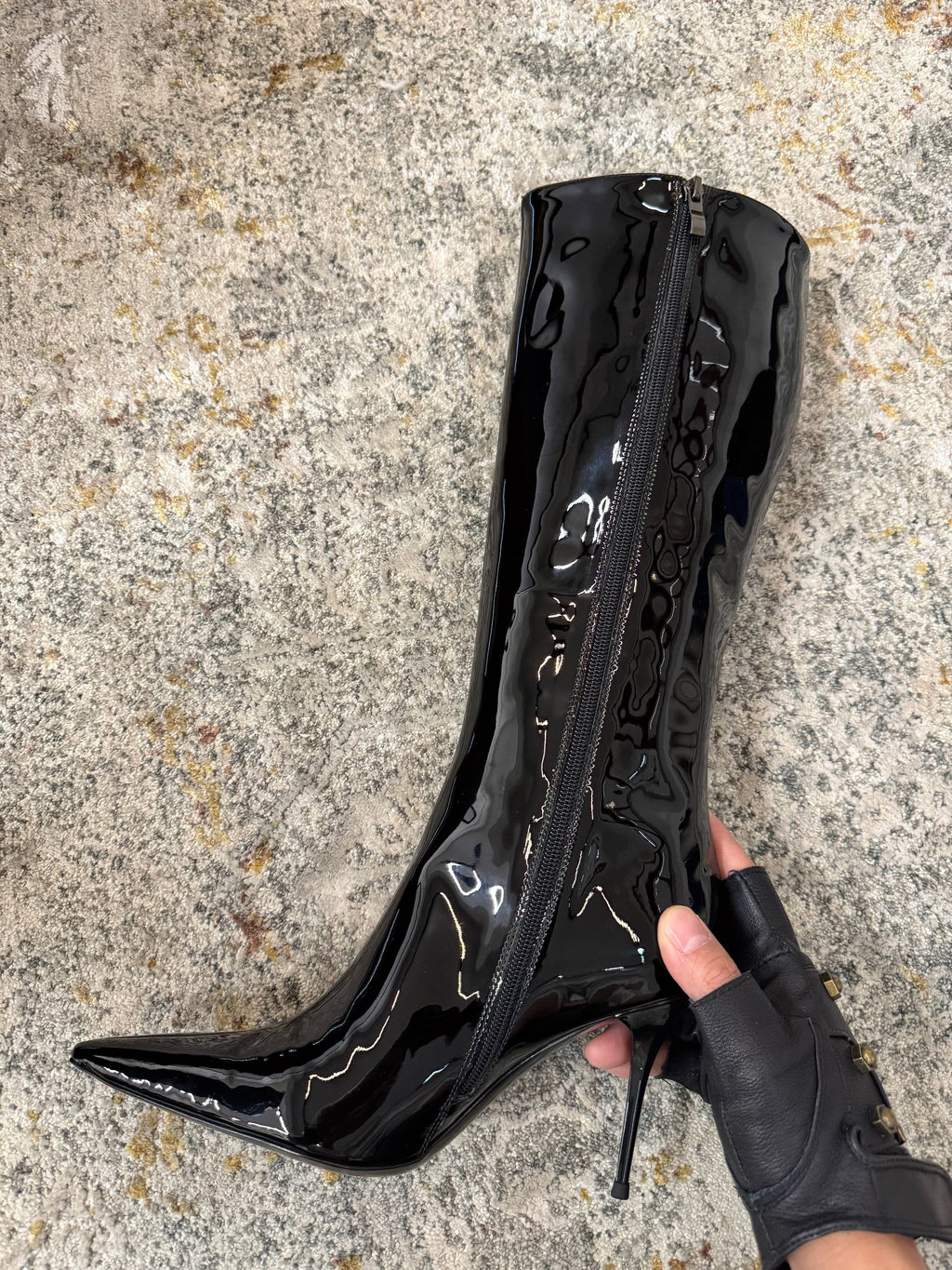 YSL 2025 Boot Black Patent Leather 571309