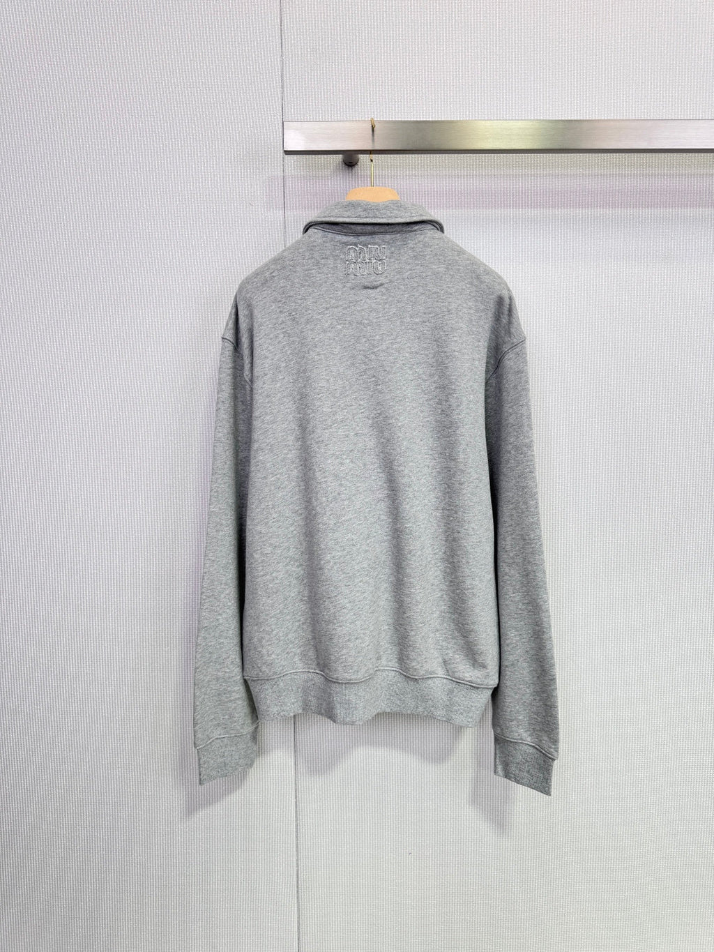 Miumiu 2025 Polo Neck Oversized Sweatshirt Grey Wool