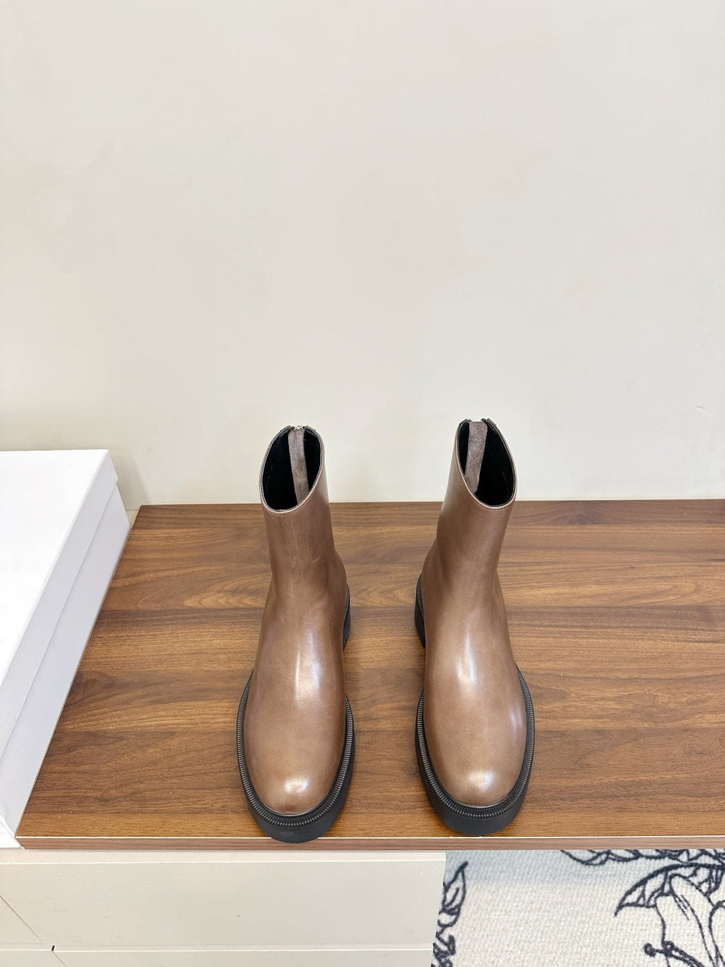 The Row 2025 Zipper Combat Boot Brown Black Lambskin 572083