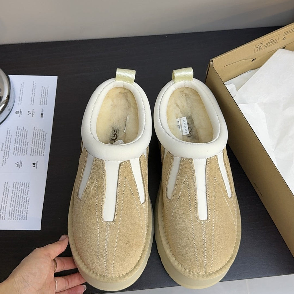 UGG Tazz Sunwave Slippers Chestnut White Suede