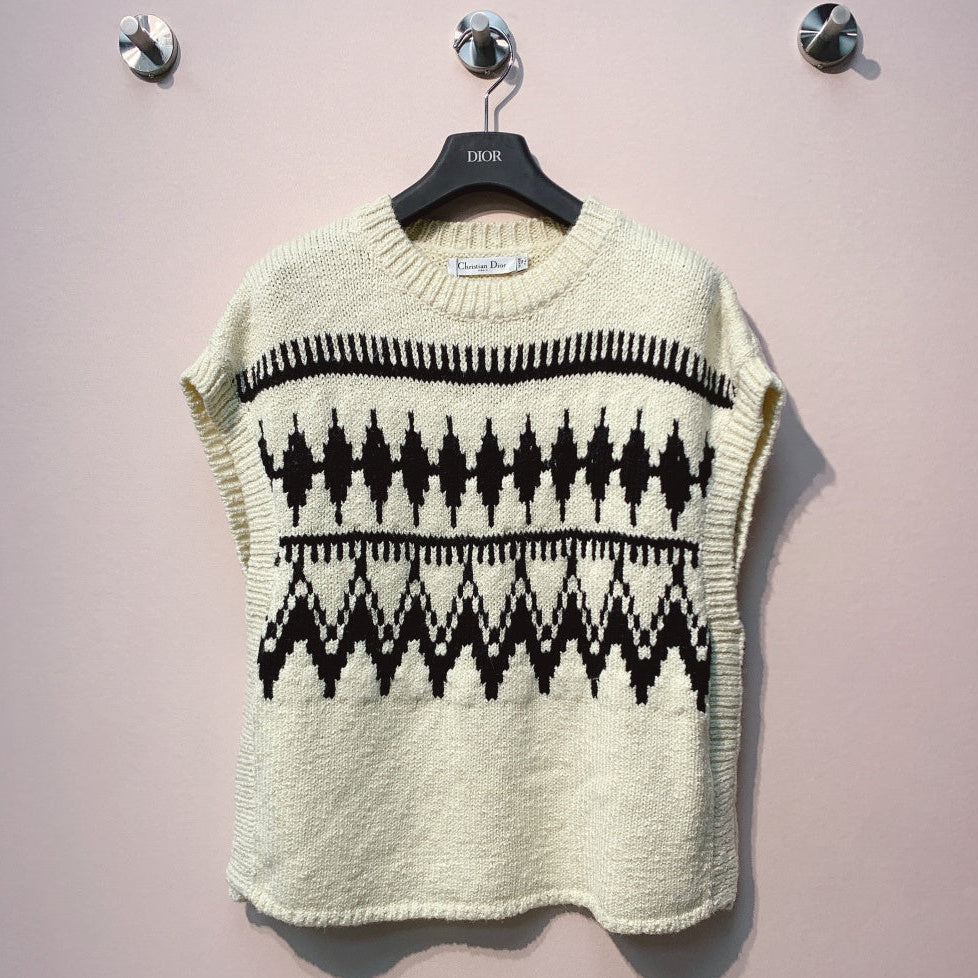 CD 25 Sleeveless Sweater White Black Wool 320037