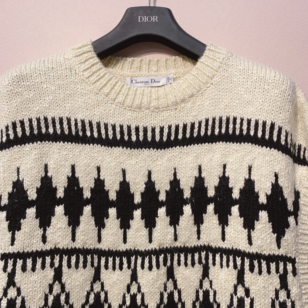 CD 25 Sleeveless Sweater White Black Wool 320037