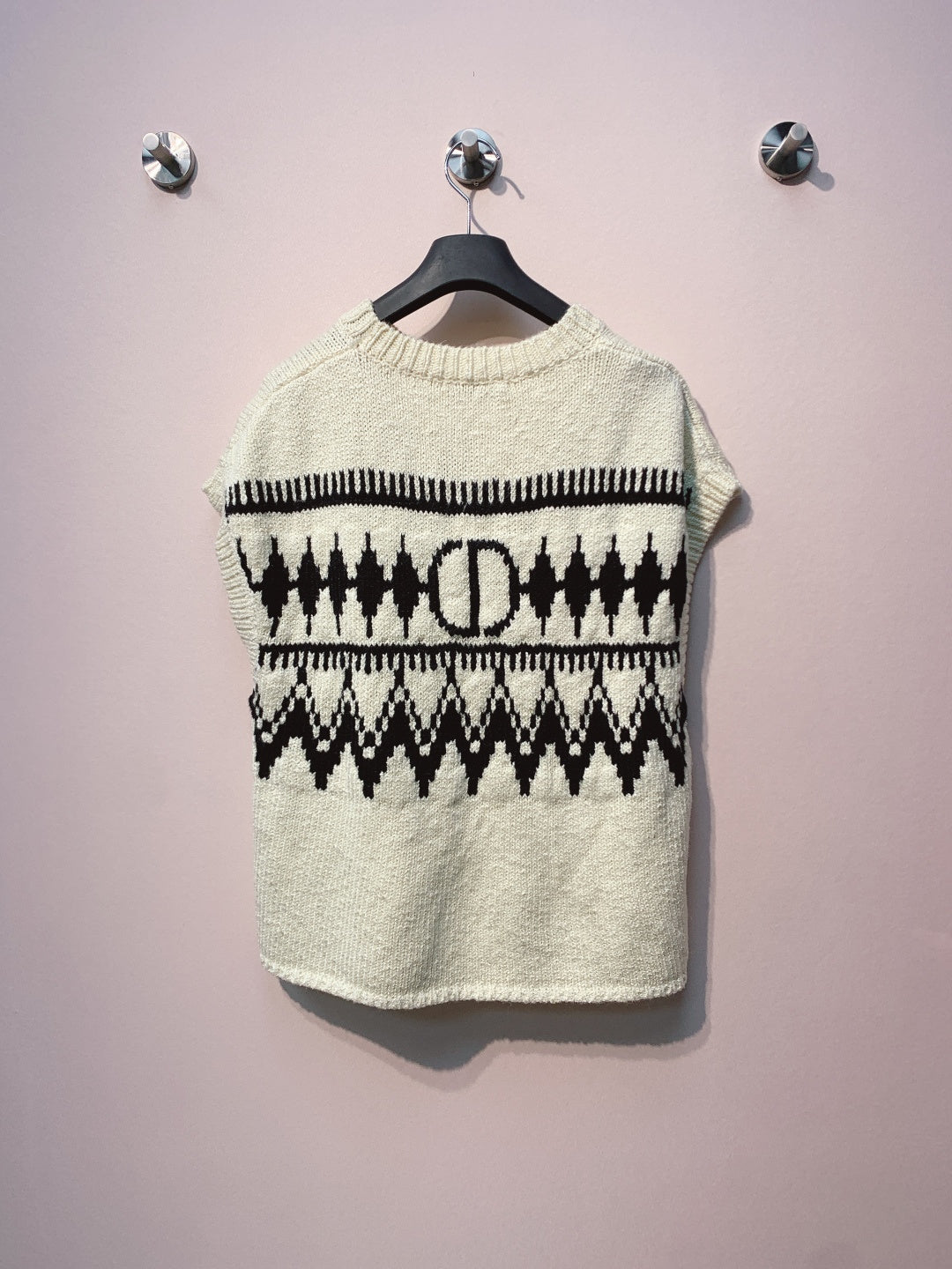 CD 25 Sleeveless Sweater White Black Wool 320037