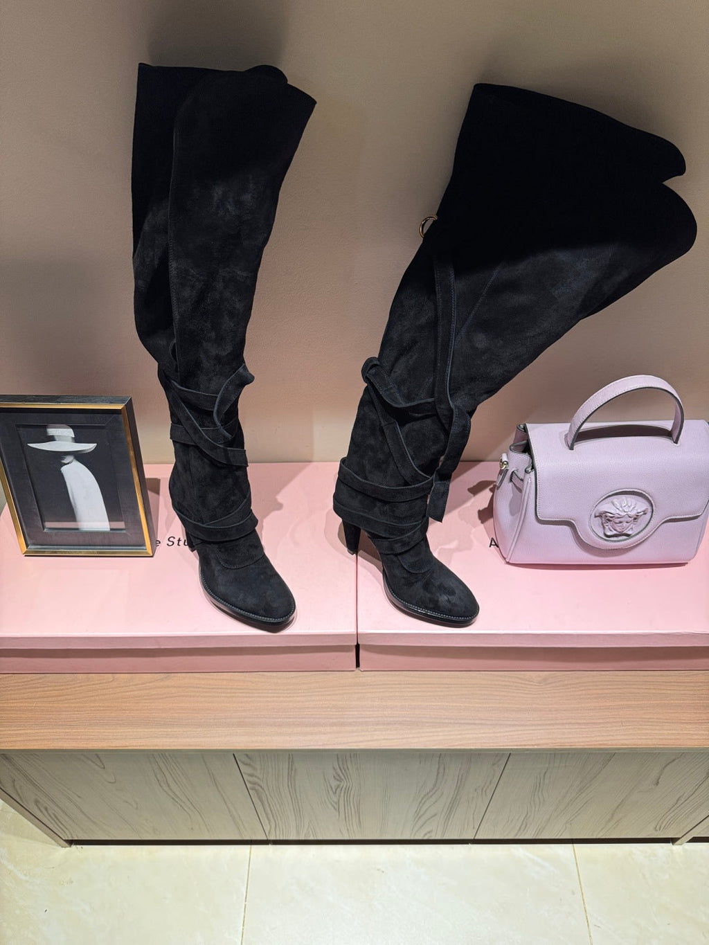 YSL 2025 Round-toe Straight-leg Martin Boot Black Suede 574007