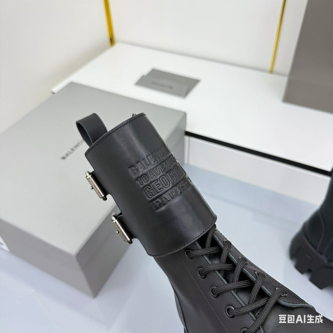 Balenciaga Bulldozer Boots Black Cowhide 565075