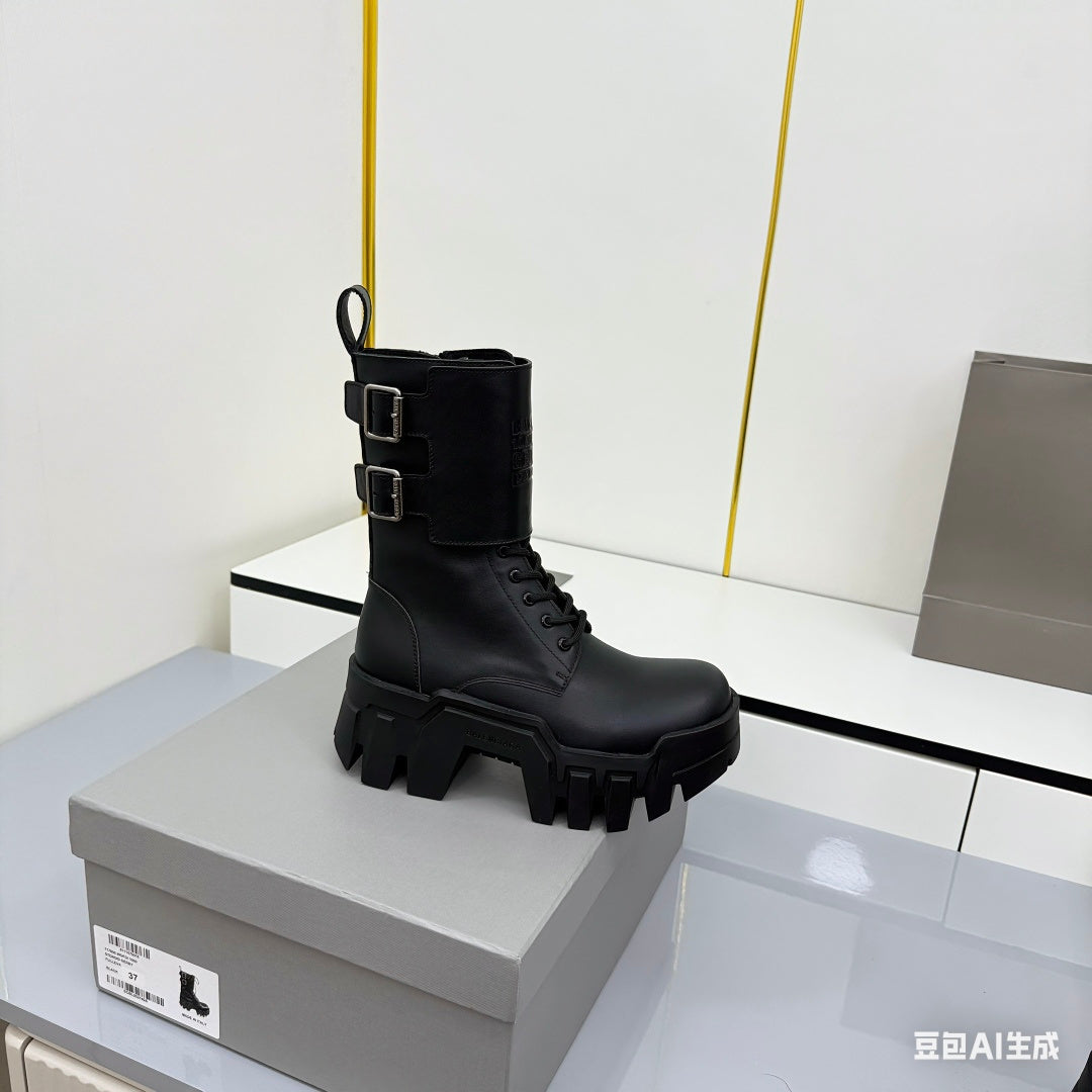 Balenciaga Bulldozer Boots Black Cowhide 565075