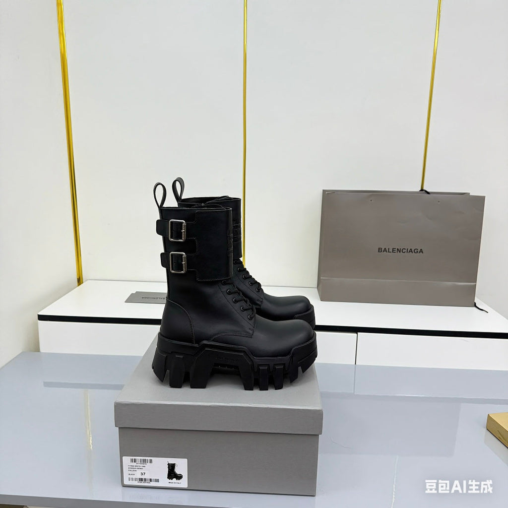 Balenciaga Bulldozer Boots Black Cowhide 565075