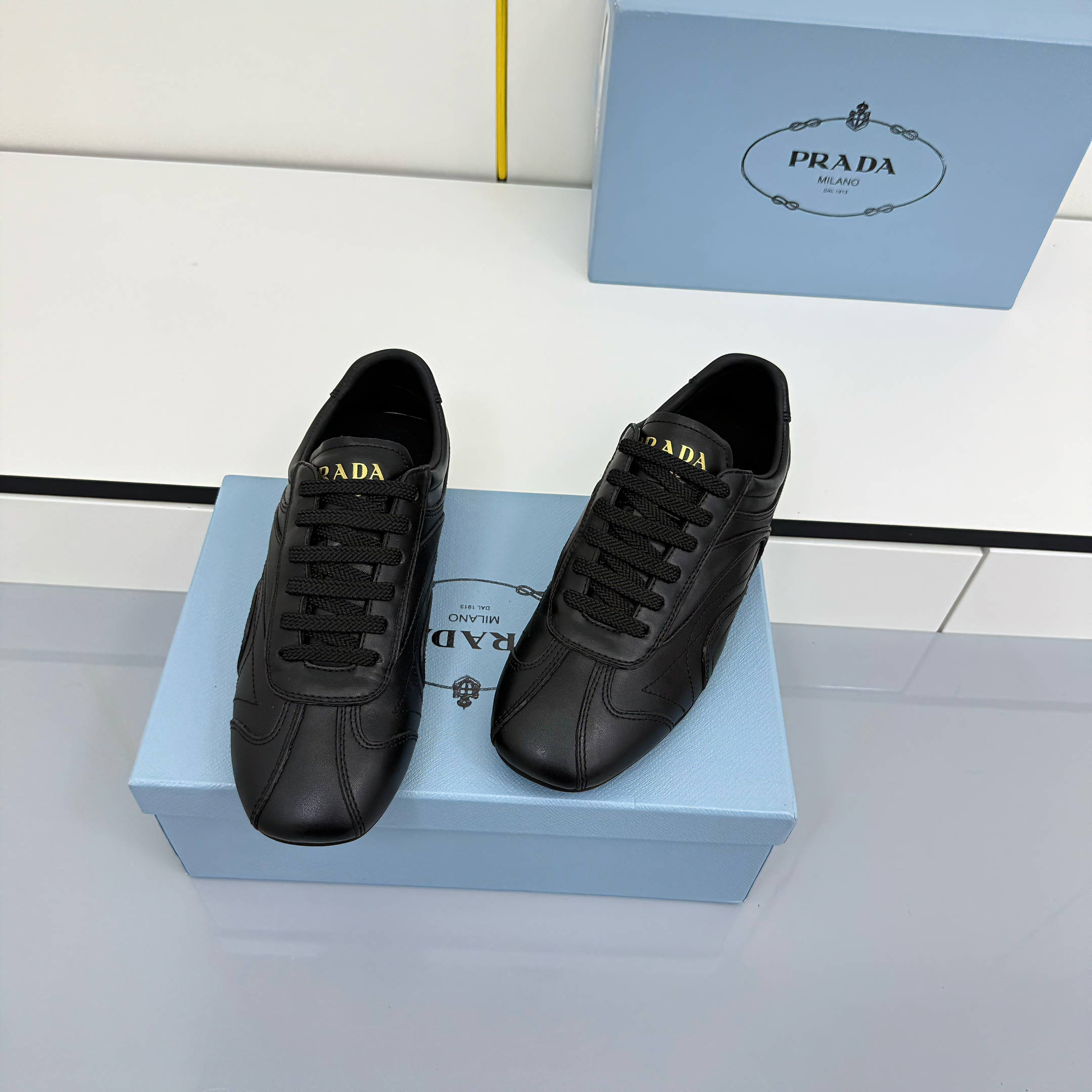 Prada Montecarlo Sneakers Black Cowhide 565696