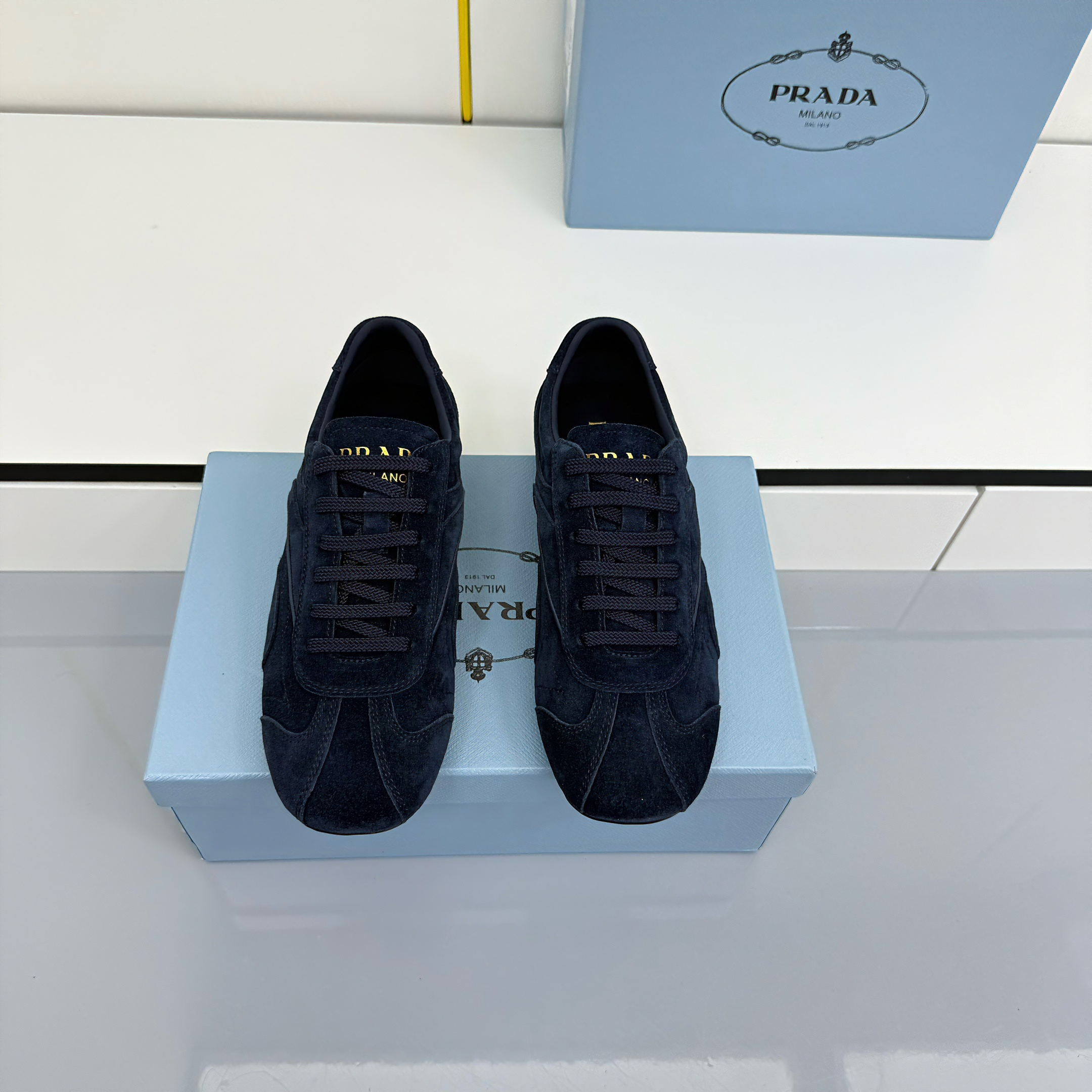 Prada Montecarlo Sneakers Dark Navy Blue Suede 565699