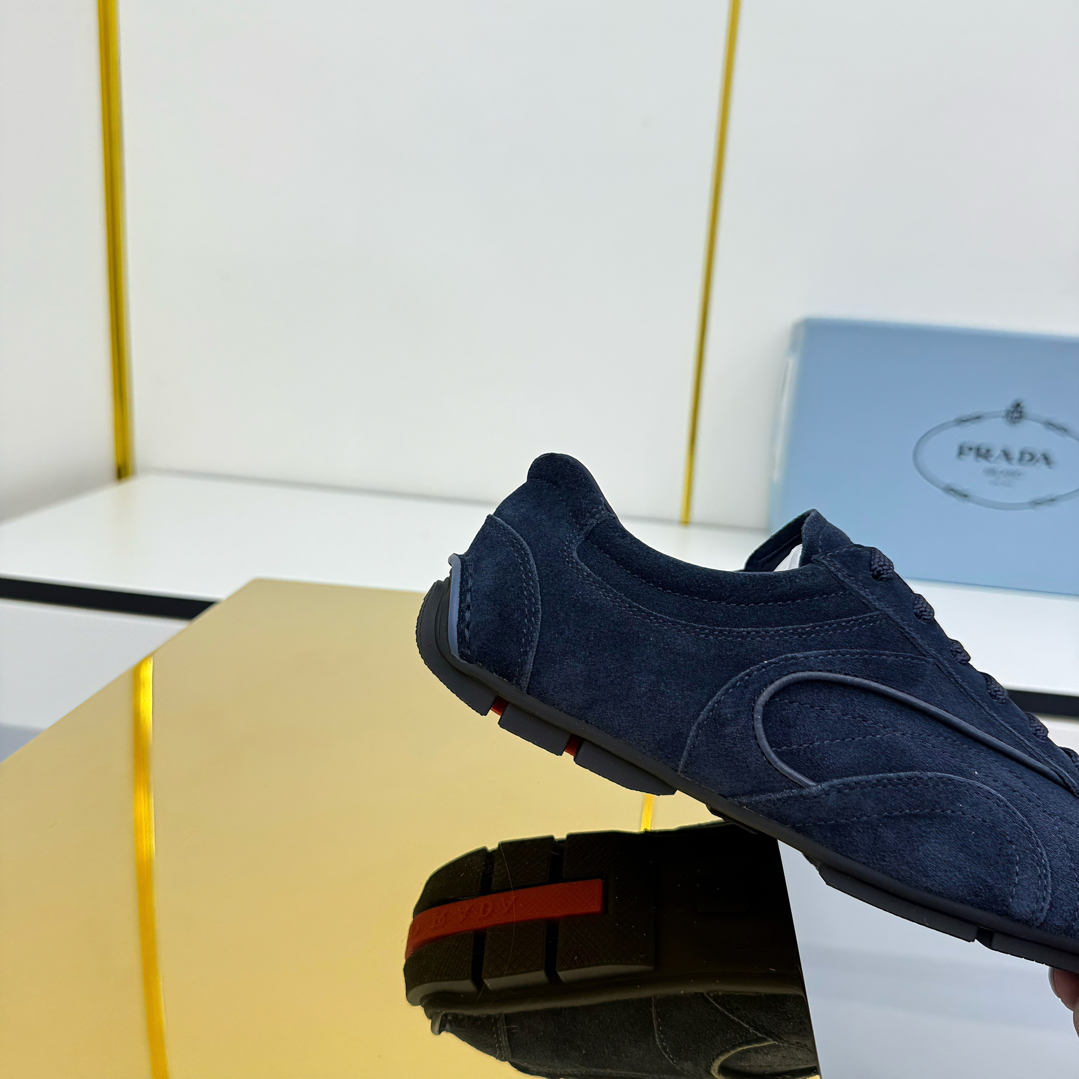 Prada Montecarlo Sneakers Dark Navy Blue Suede 565699