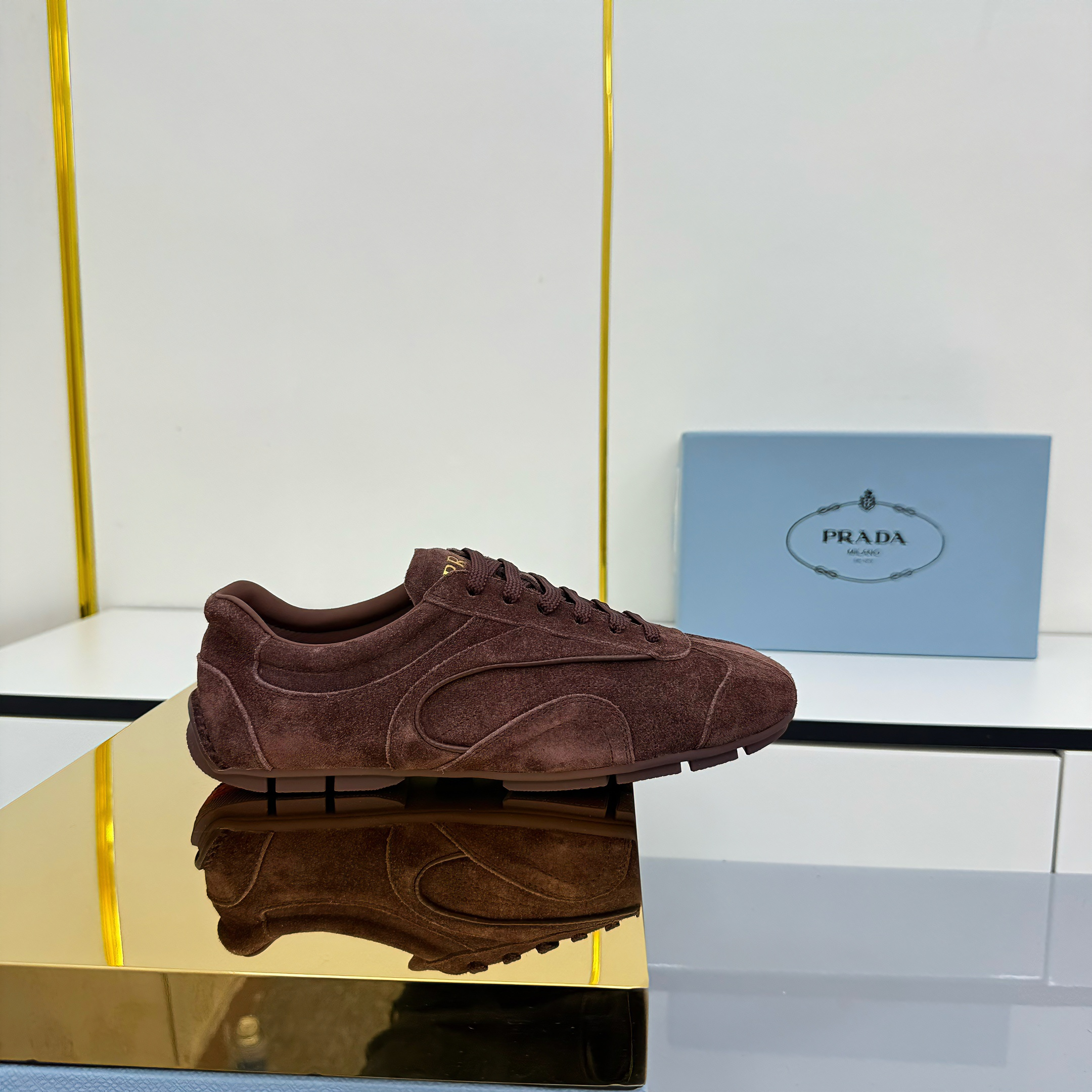 Prada Montecarlo Sneakers Coffee Brown Suede 565700