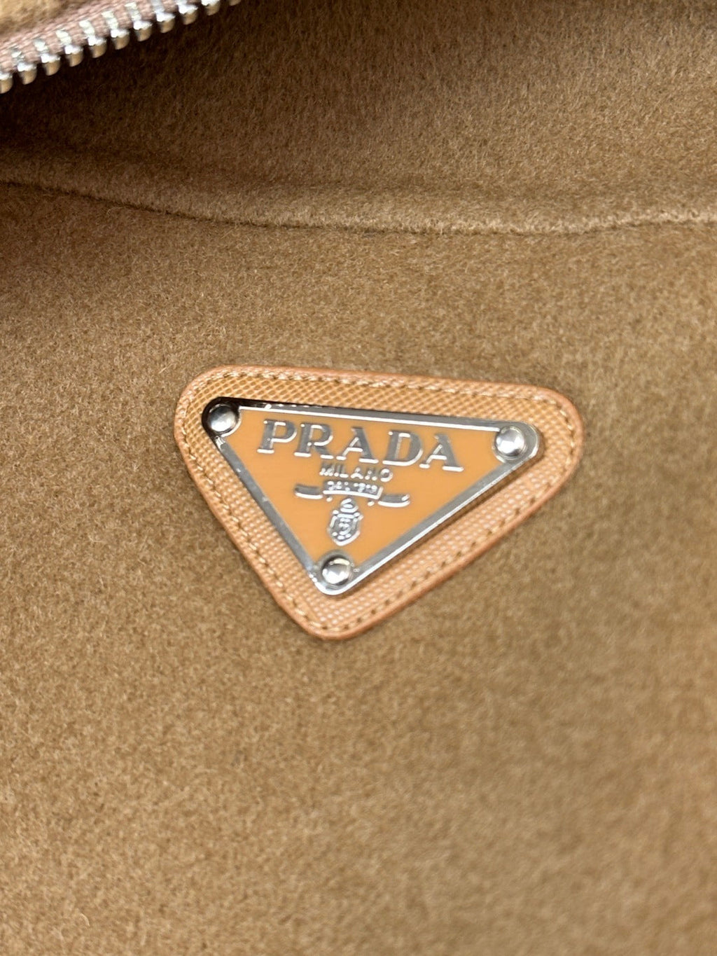 Prada 25 Hooded Coat Camel Wool 637350