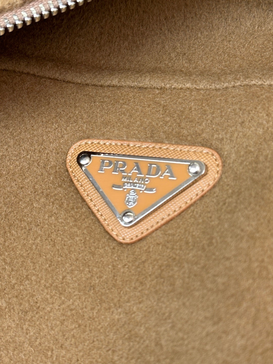 Prada 25 Hooded Coat Camel Wool 637350