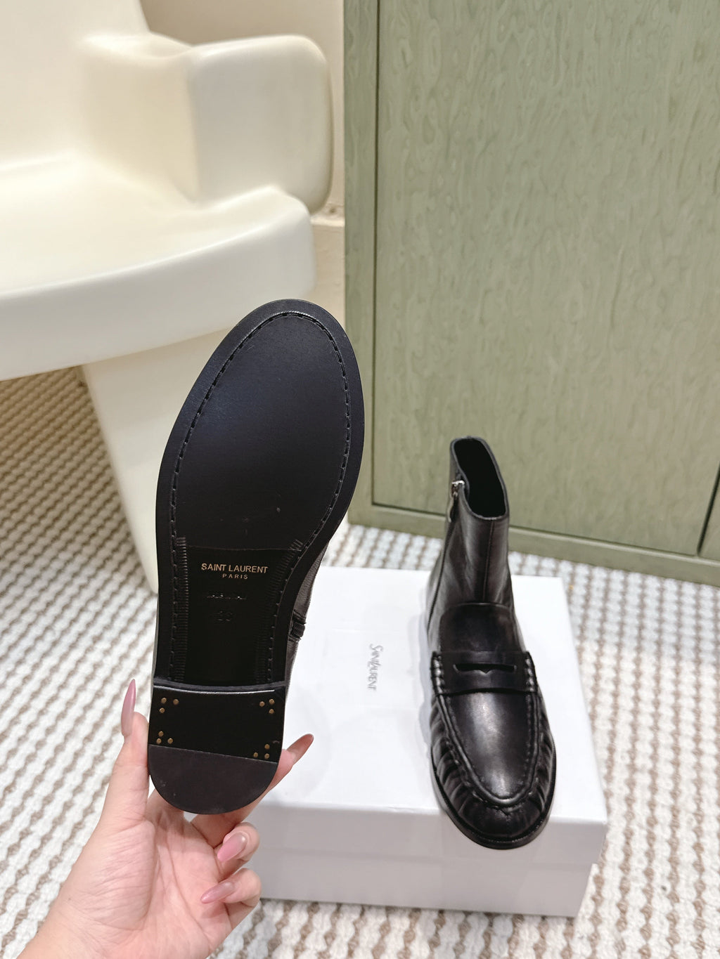 YSL 2025 High-top Loafer Black Calfskin 569419