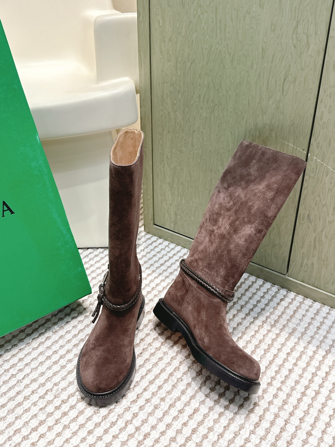 BV James Long Boot Coffee Brown Suede 548532