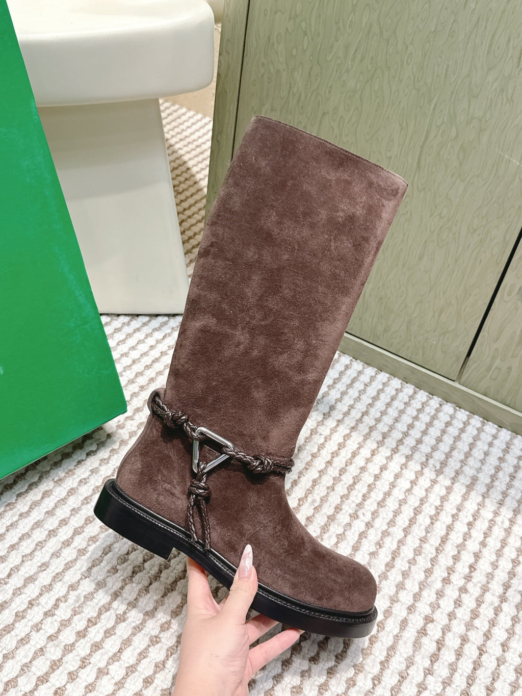 BV James Long Boot Coffee Brown Suede 548532