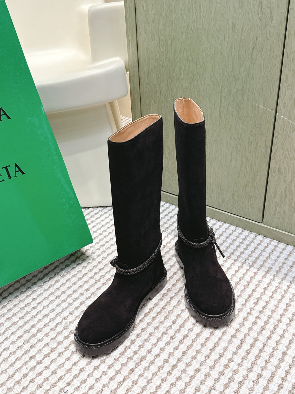 BV James Long Boot Black Suede 548533