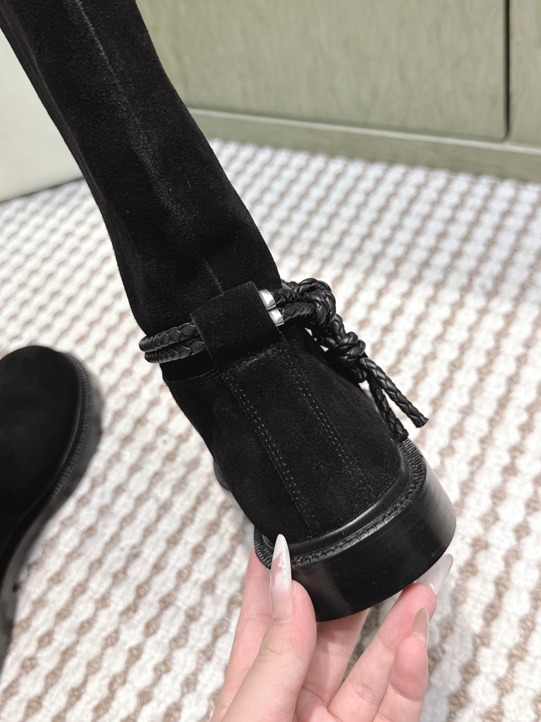 BV James Long Boot Black Suede 548533