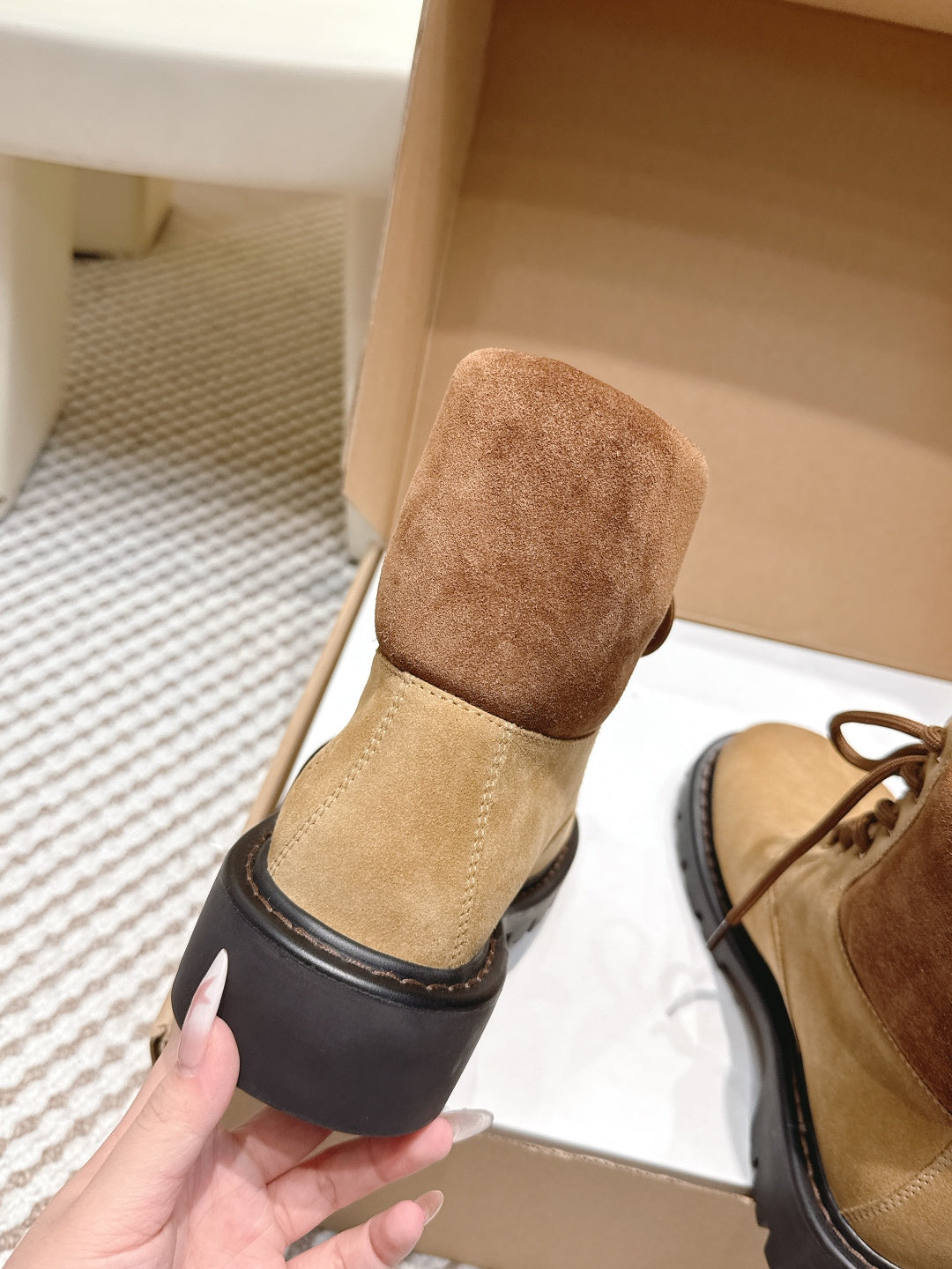 Loewe 2025 Sierra Ankle Boot Tan Black Suede 556050