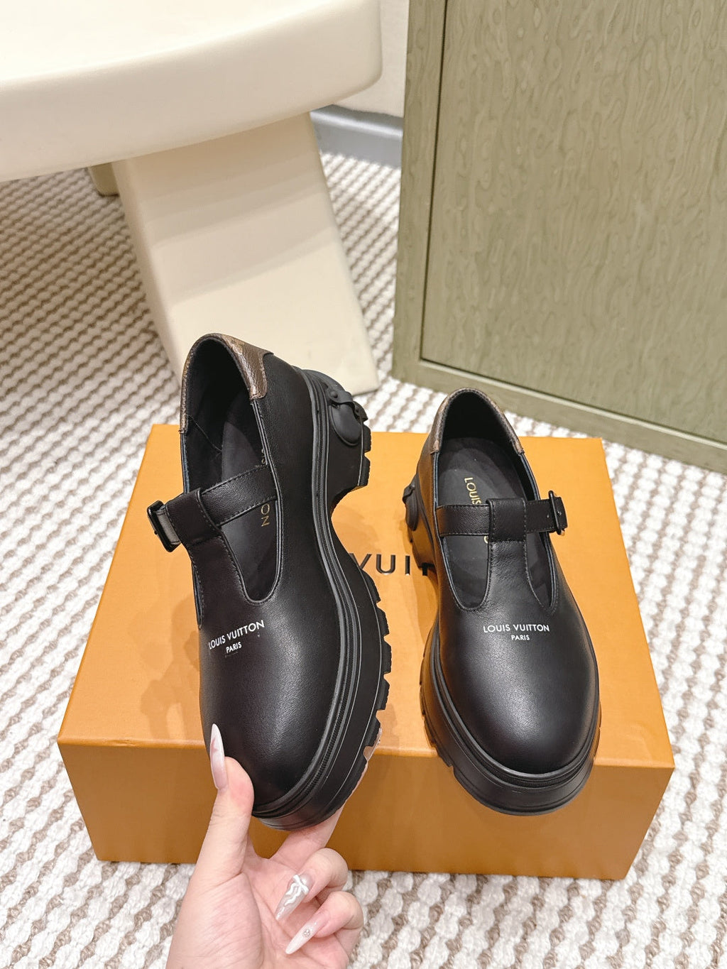 LV Squad Mary Jane Black Monogram Canvas 556407