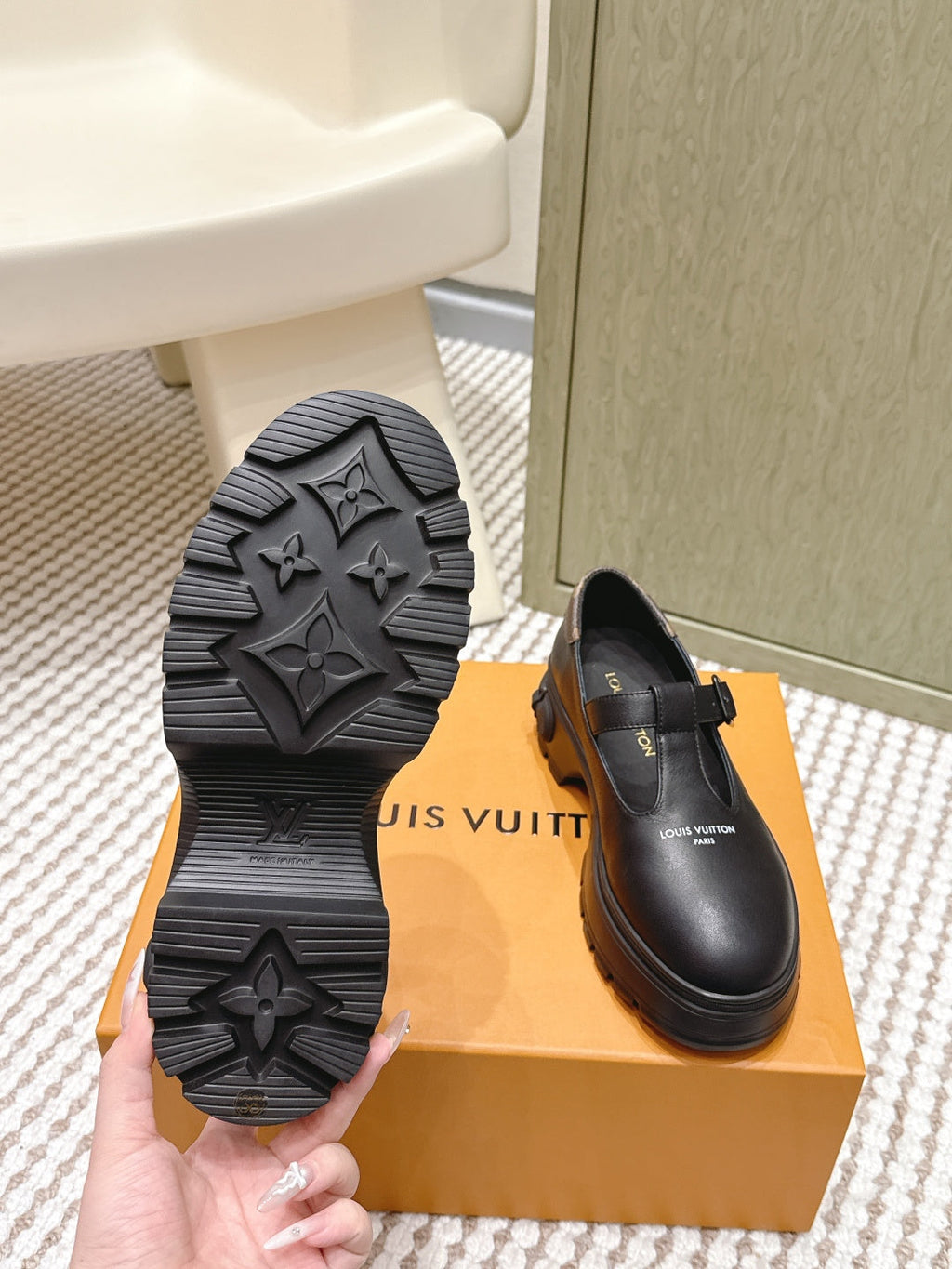 LV Squad Mary Jane Black Monogram Canvas 556407