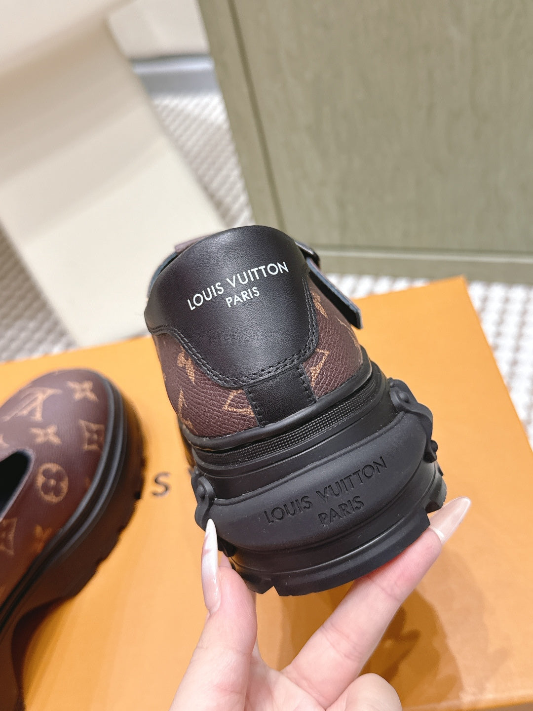 LV Squad Mary Jane Brown Black Monogram Canvas 556408