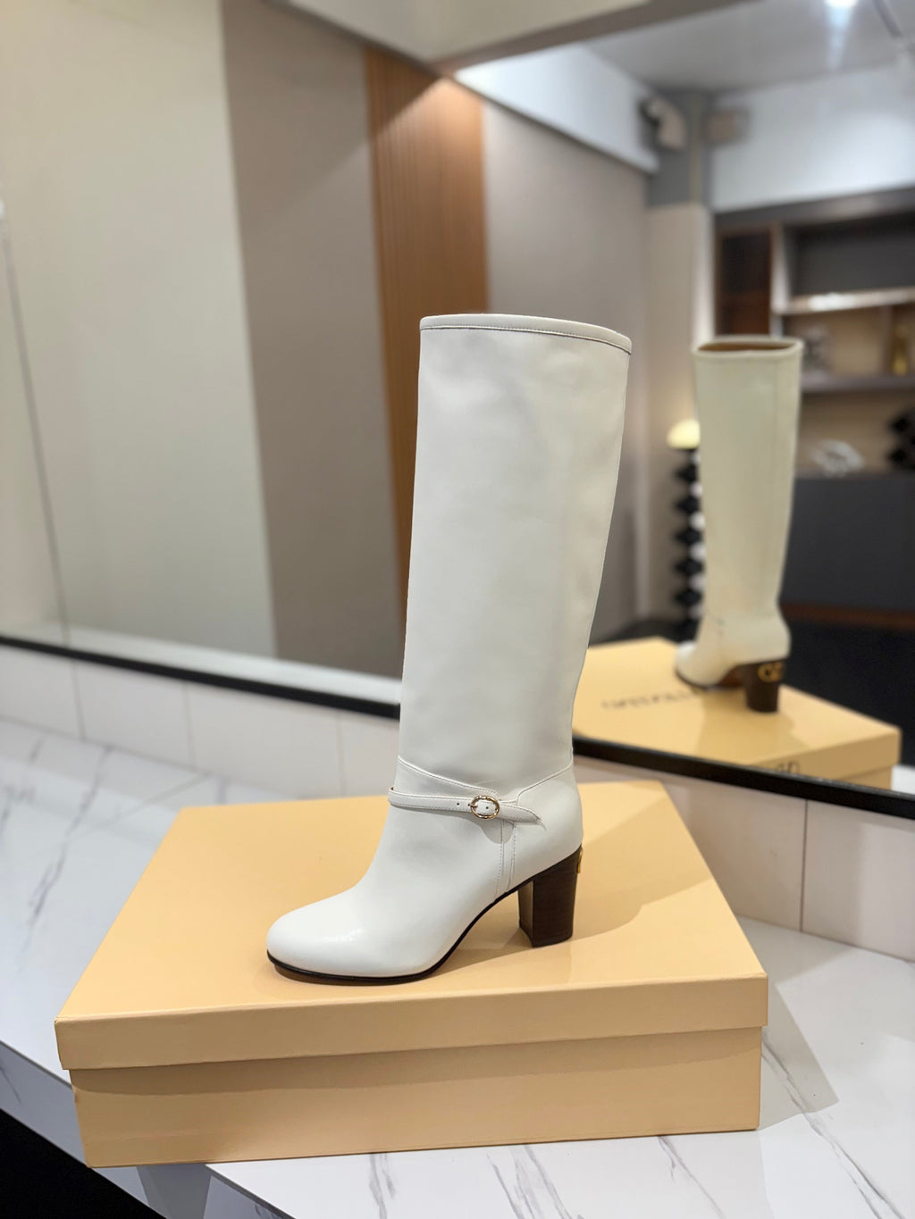 Valentino 2025 Pattie High Boot White Calfskin 560741