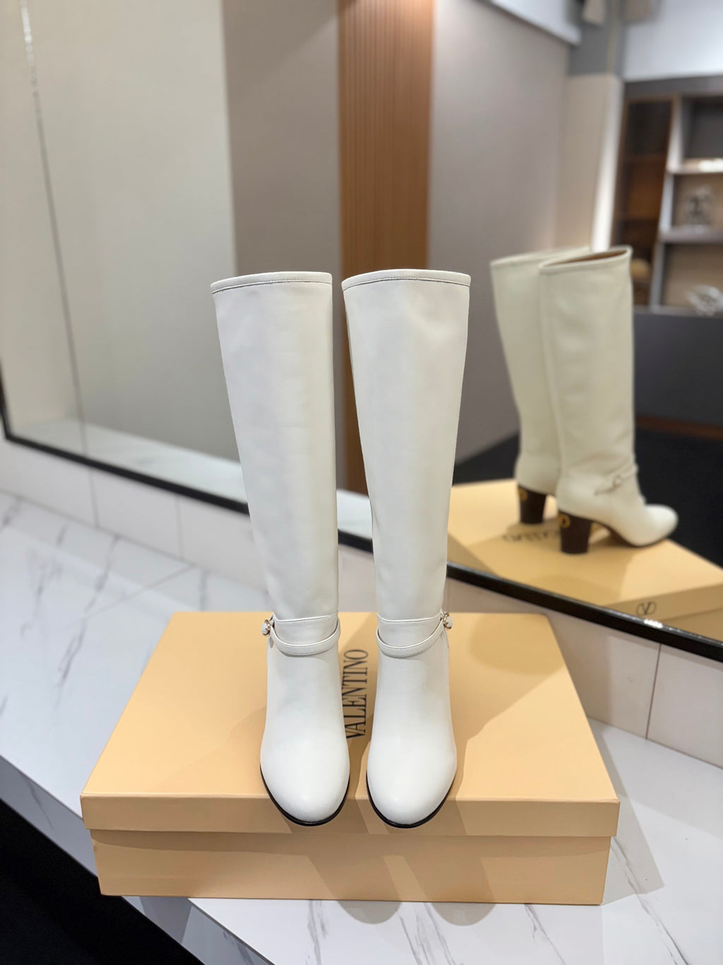 Valentino 2025 Pattie High Boot White Calfskin 560741