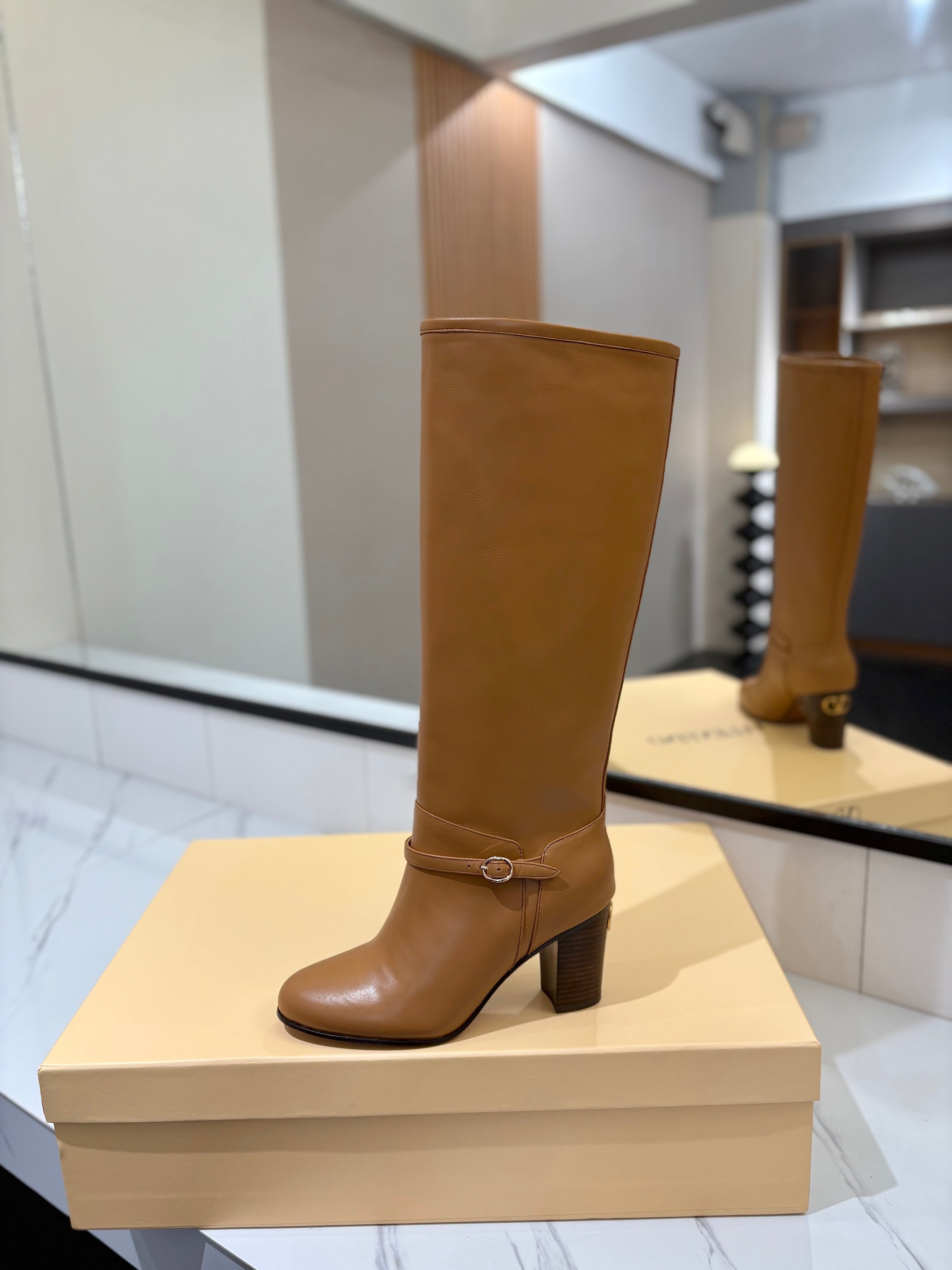 Valentino 2025 Pattie High Boot Brown Calfskin 560742