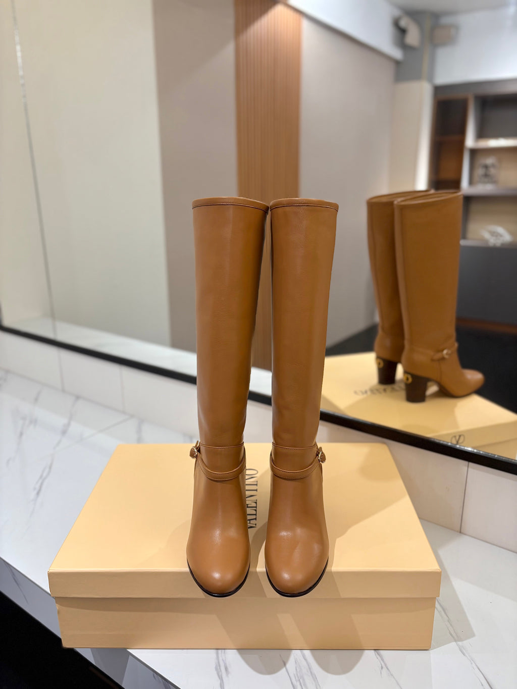 Valentino 2025 Pattie High Boot Brown Calfskin 560742