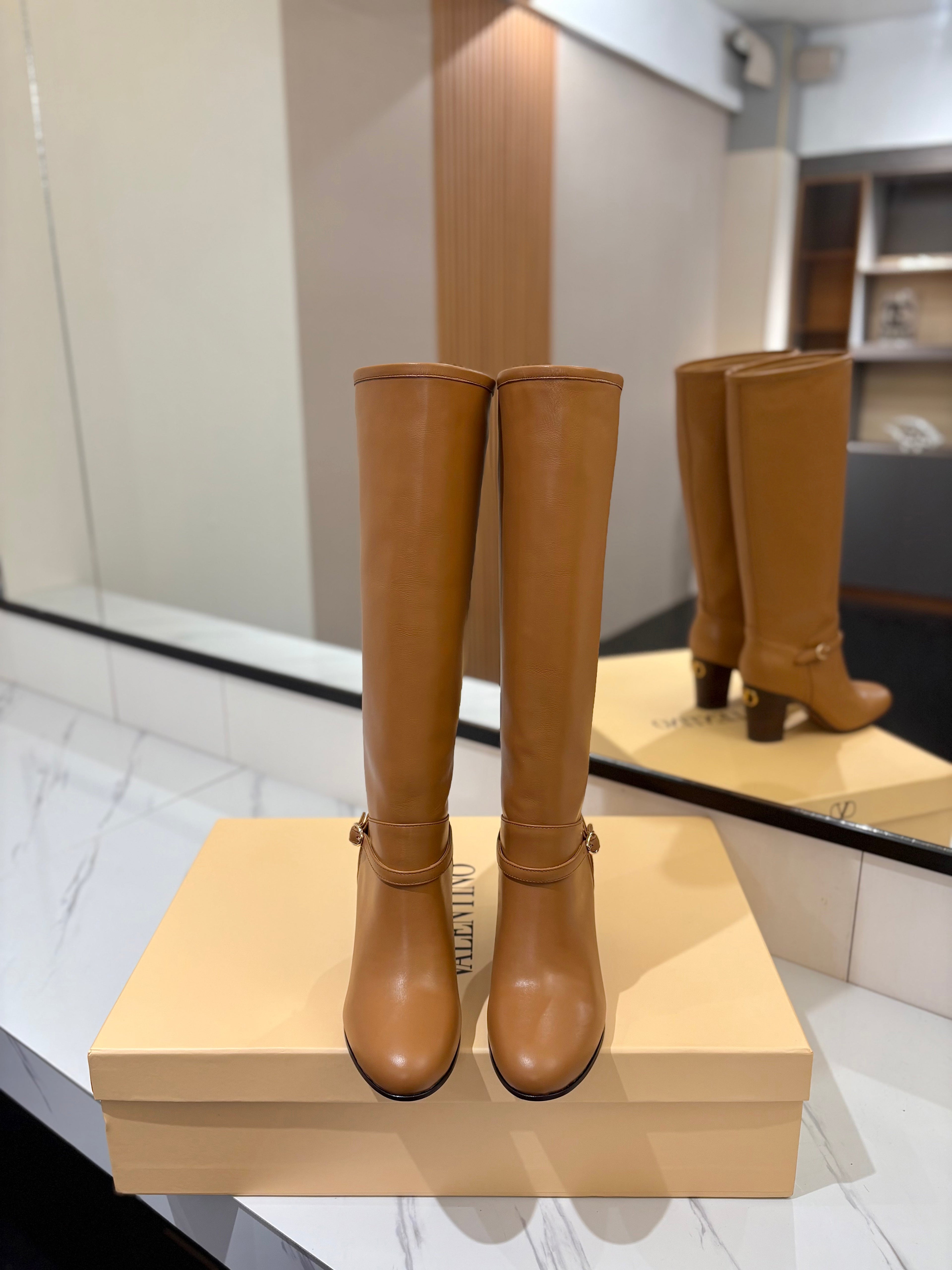 Valentino 2025 Pattie High Boot Brown Calfskin 560742