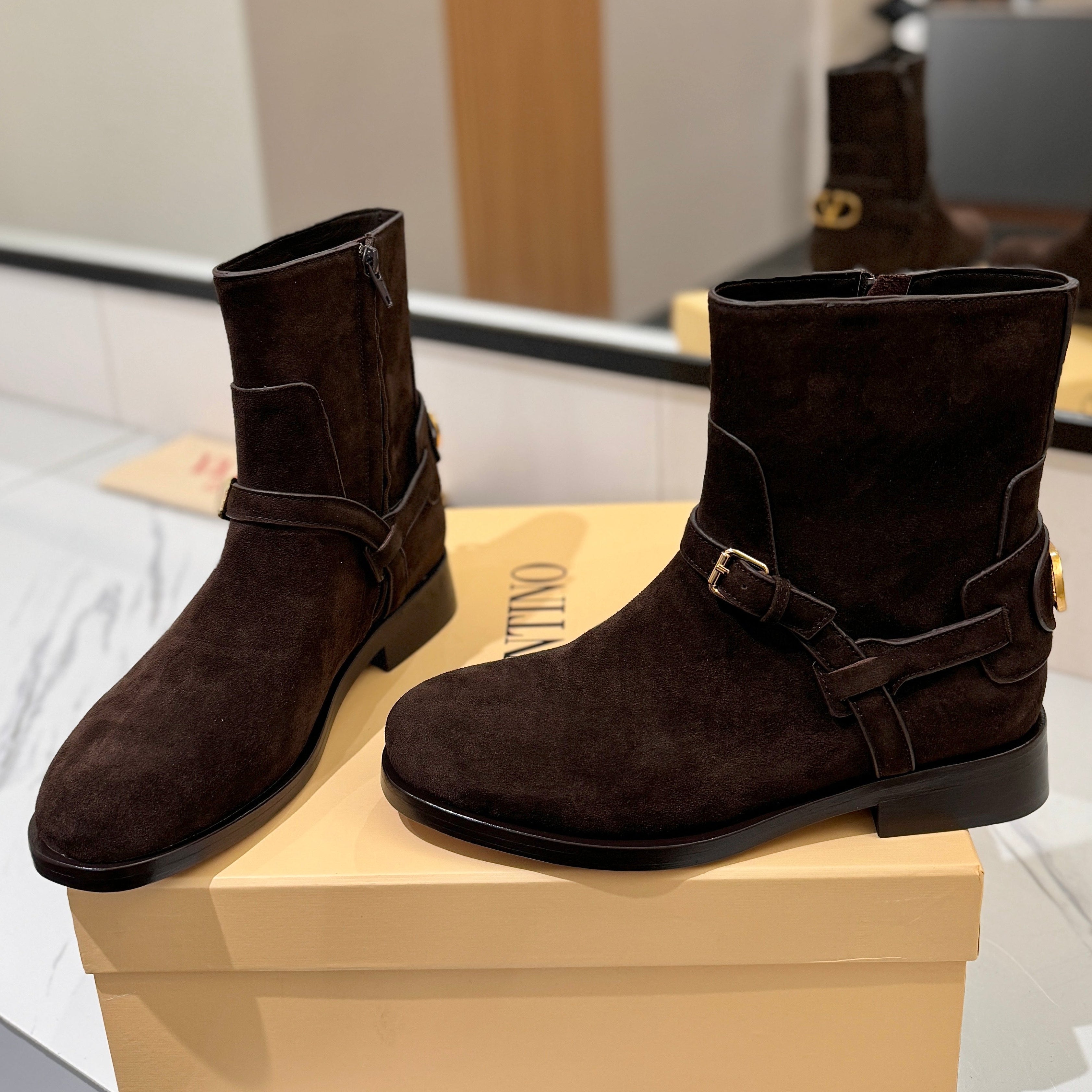 Valentino 2025 Pattie Boot Dark Brown Suede 560745