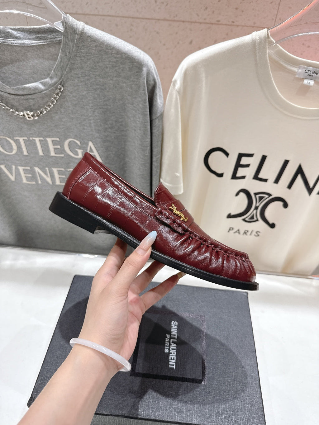 YSL 2025 Loafer Burgundy mix Black Cowhide 535615