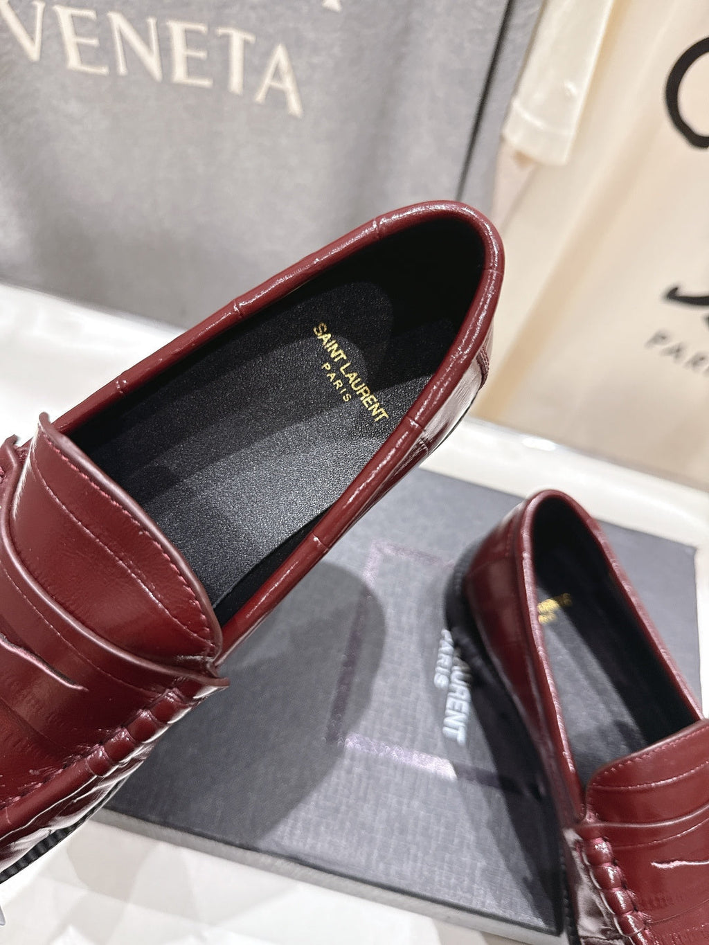 YSL 2025 Loafer Burgundy mix Black Cowhide 535615