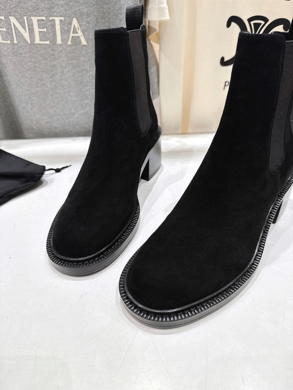 YSL 2025 Short Boot Black Suede 567581