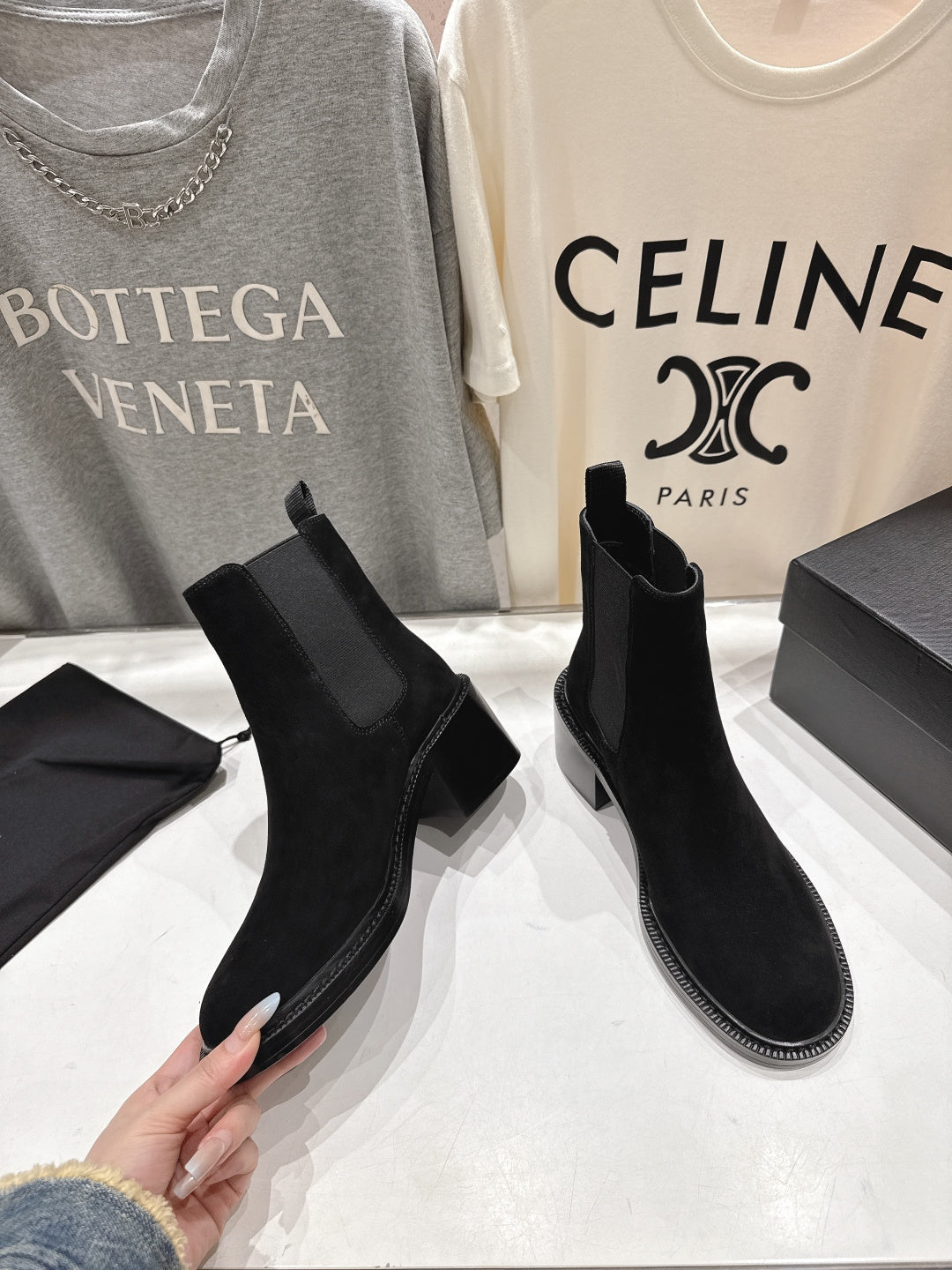 YSL 2025 Short Boot Black Suede 567581