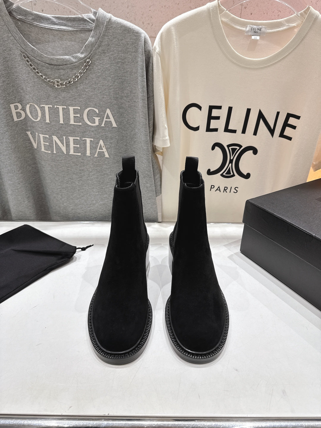 YSL 2025 Short Boot Black Suede 567581