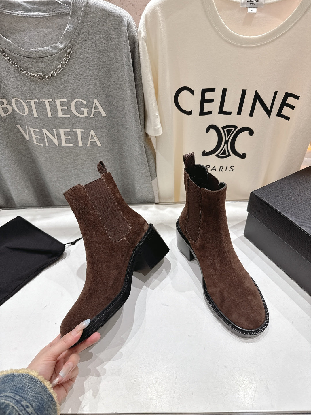 YSL 2025 Short Boot Dark Brown Suede 567582