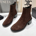 YSL 2025 Short Boot Dark Brown Suede 567582