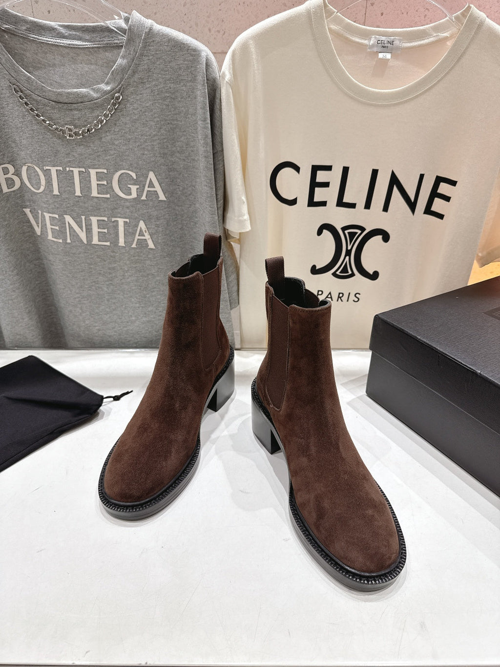 YSL 2025 Short Boot Dark Brown Suede 567582