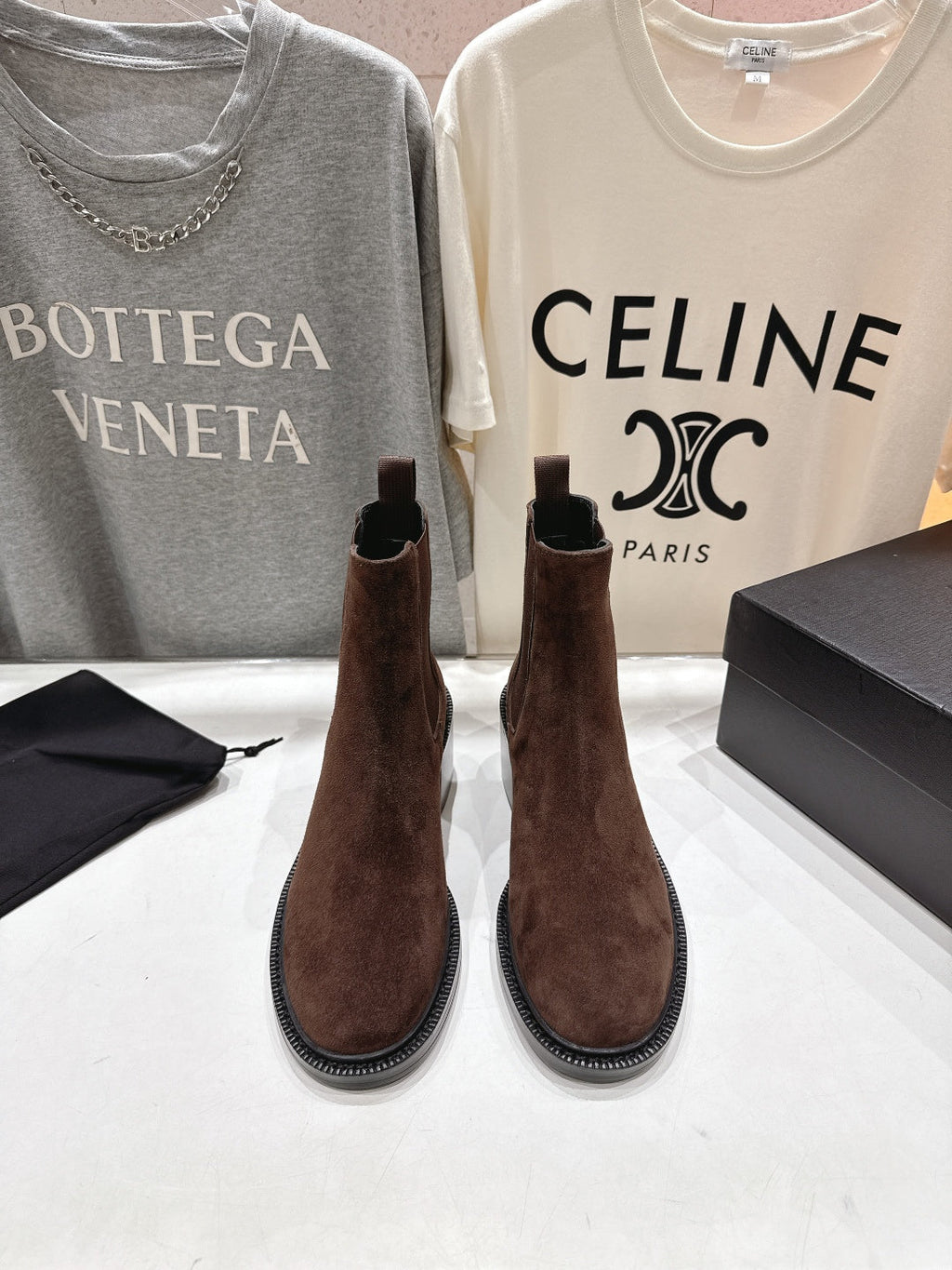 YSL 2025 Short Boot Dark Brown Suede 567582