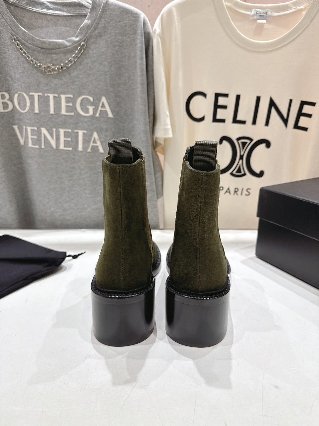 YSL 2025 Short Boot Green Suede 567583