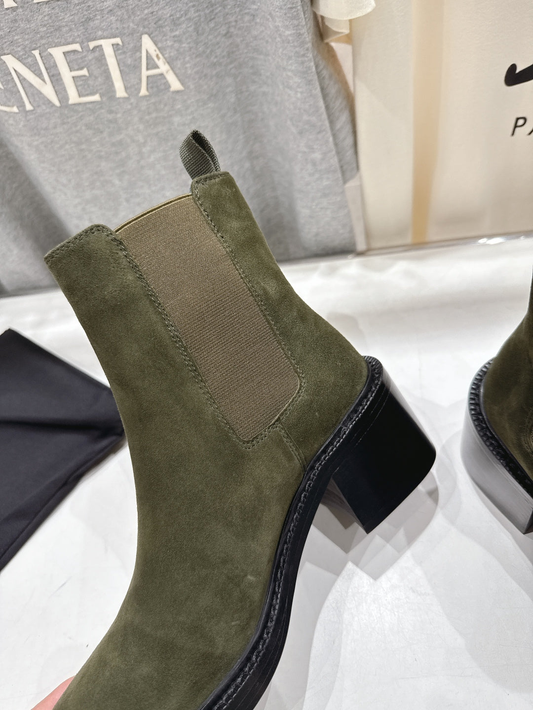 YSL 2025 Short Boot Green Suede 567583