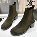 YSL 2025 Short Boot Green Suede 567583