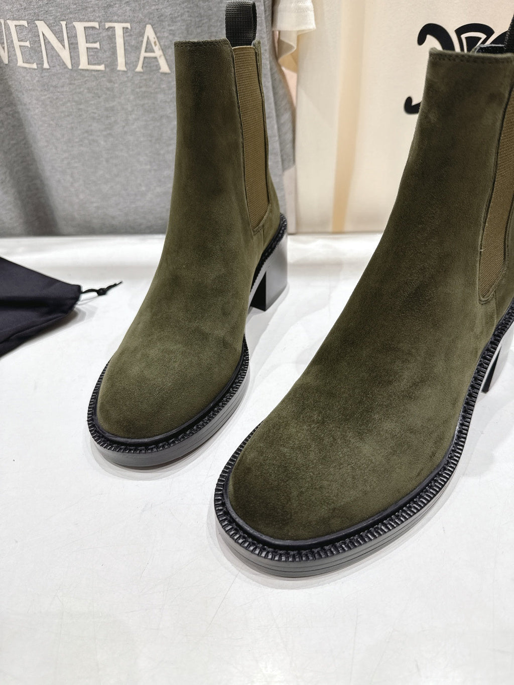 YSL 2025 Short Boot Green Suede 567583