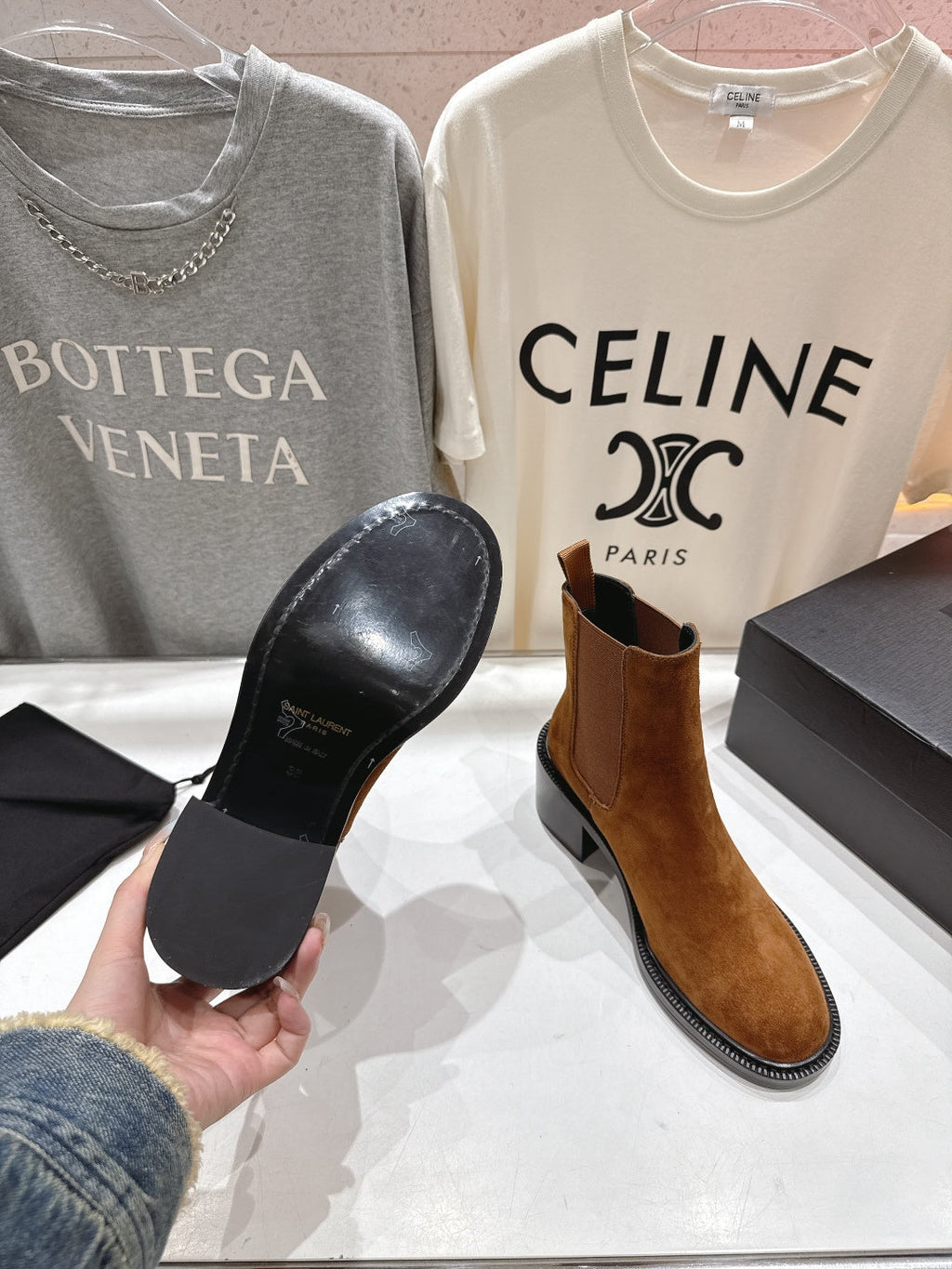 YSL 2025 Short Boot Brown Suede 567584