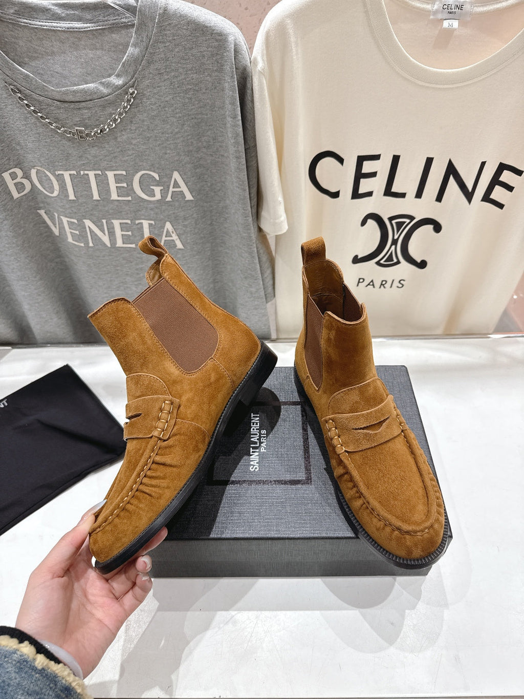 YSL 2025 High-top Loafer Tan Suede 567588