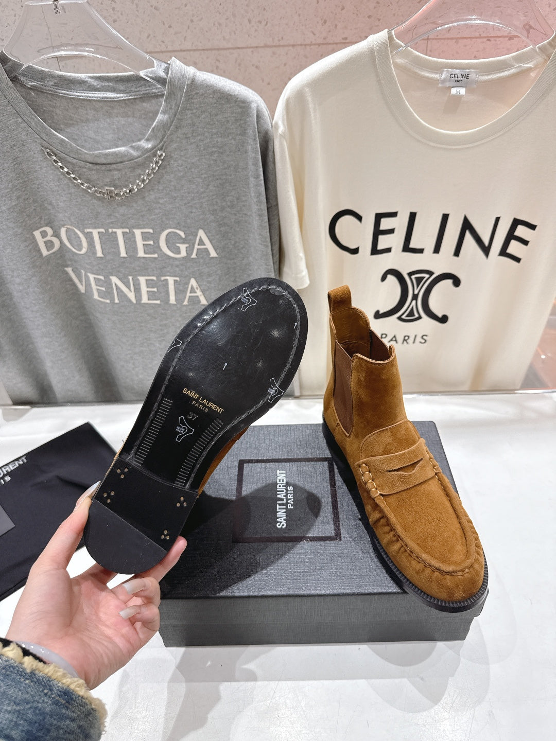 YSL 2025 High-top Loafer Tan Suede 567588